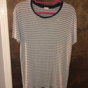 Blue and white striped t-shirt